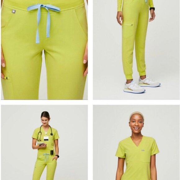 Figs Citrine Set Zamora Jogger S Catarina top XS Yellow Neon Limited Edition - Picture 2 of 10